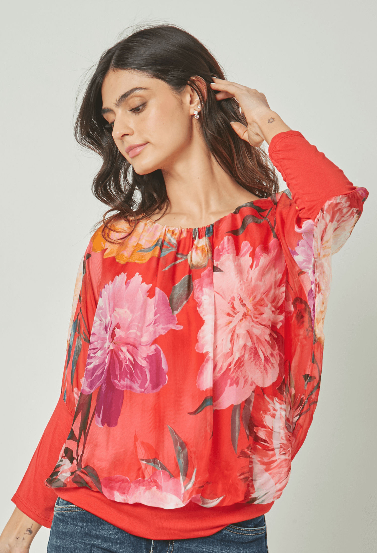 Blusa Seda Estampada Flores Mujer NEW BYBLA